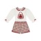 Chich By Deolinda Red/Cream handbag print top + short set 