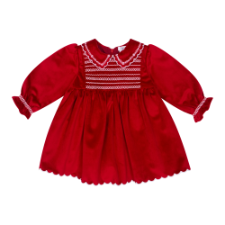 Deolinda Red smock velour dress