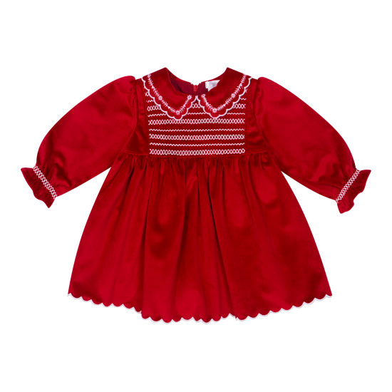 Deolinda Red smock velour dress
