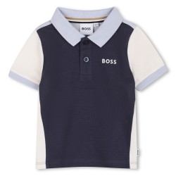 Hugo Boss Blue/Navy and Cream polo top