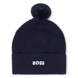 Hugo Boss Navy pom pom hat 