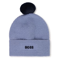 Hugo Boss Pale Blue/Navy pom pom hat 
