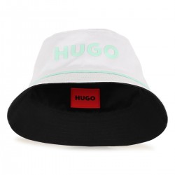 HUGO White/Mint logo bucket hat 