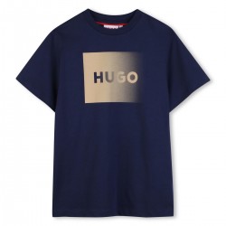 HUGO Navy/Beige square logo t-shirt 