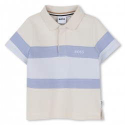Hugo Boss Pale Blue/Beige stripe polo top 