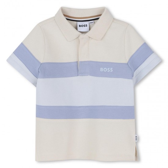 Hugo Boss Pale Blue/Beige stripe polo top 