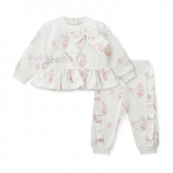 Little A White Jasmine bow frill tracksuit 