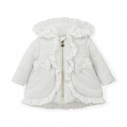 Little A White Kaia heart embroidery puff hooded jacket 