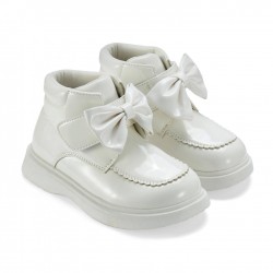 Little A Bowie White bow boots 