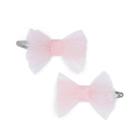 Little A Pink Kaylee tulle bow hair clips