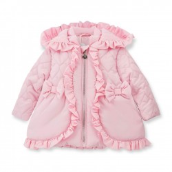 Little A Pink Kaia heart embroidery puff hooded jacket 
