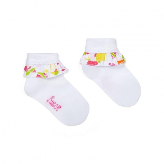 Little A White Poppy fruit ankle socks