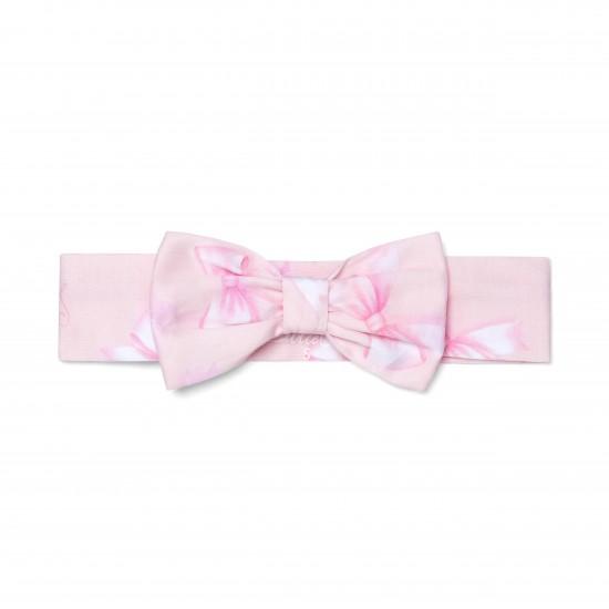 Little A Pink Ora bow print headband 