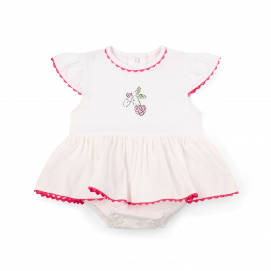 Little A White Peggy cherry romper 