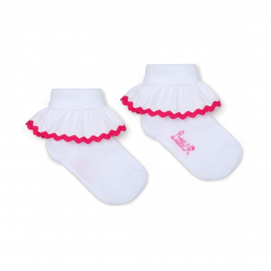 Little A White Paige Ric Rac frill socks 