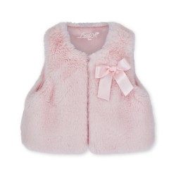 Little A Pale Pink Dani fur gilet 