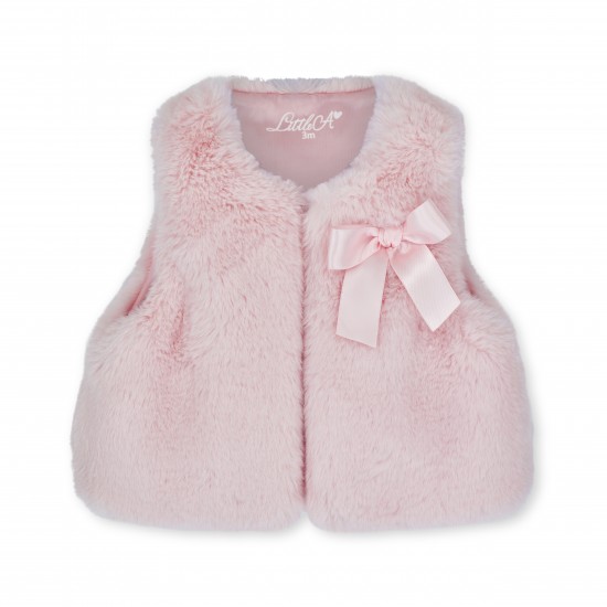 Little A Pale Pink Dani fur gilet 