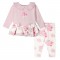 Little A Pale Pink Daisy rose print legging set 