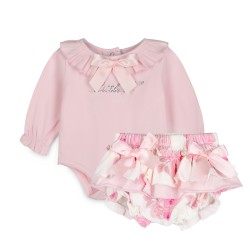 Little A Pale Pink Deena rose print jam pant set 