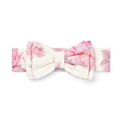 Little A White Dana Rose print bow headband 