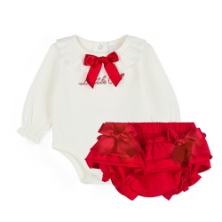 Little A White Eva frill jam pant set 