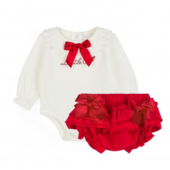 Little A White Eva frill jam pant set 