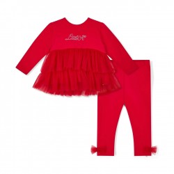 Little A Kayla Red tulle legging set 