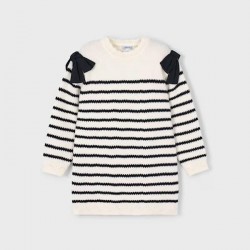 Mayoral Cream stripe knit dress 