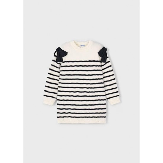 Mayoral Cream stripe knit dress 