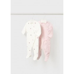 Mayoral Cream and pink 2 pack babygrows 