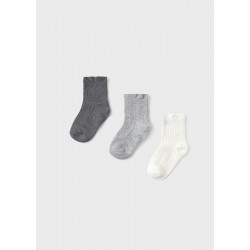 Mayoral 3 pack Cream/Grey/Silver socks
