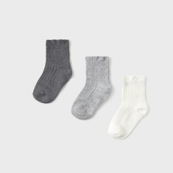 Mayoral 3 pack Cream/Grey/Silver socks