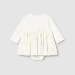 Mayoral Cream velour pleated dress 