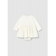 Mayoral Cream velour pleated dress 