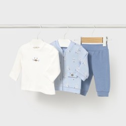 Mayoral Cream/Blue car 3 piece tracksuit set 