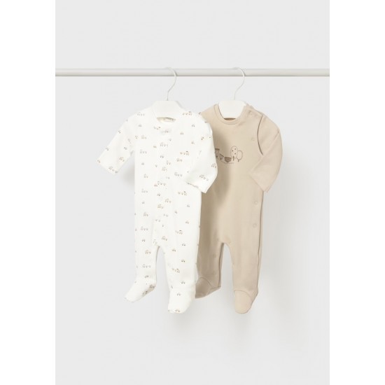 Mayoral Cream/Beige 2 pack babygrows