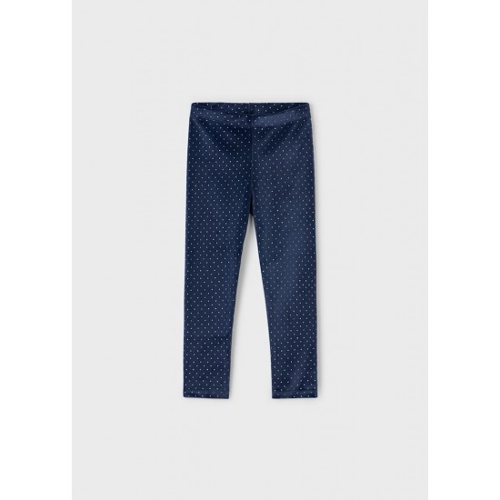 Mayoral Navy dotty velour leggings