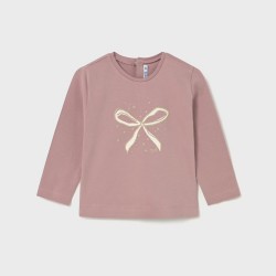 Mayoral Dusky Pink Long sleeved bow top 