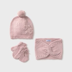 Mayoral Dusky Pink hat scarf & glove set 