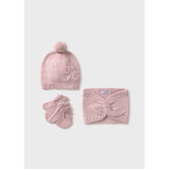 Mayoral Dusky Pink hat scarf & glove set 