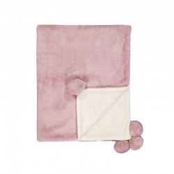 Mayoral Pink fur pom pom blanket 