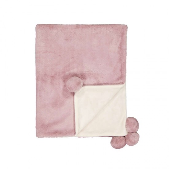 Mayoral Pink fur pom pom blanket Mayoral Pink fur pom pom blanket
