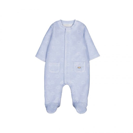 Mayoral Blue clouds velour babygrow 