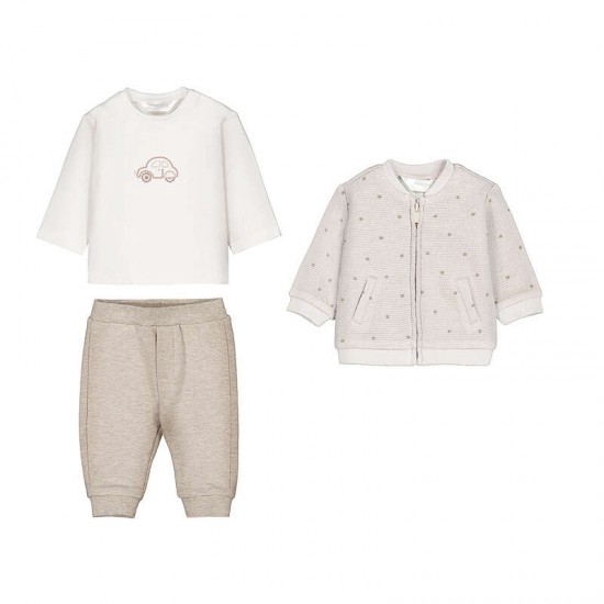 Mayoral Beige 3 piece zipper top + trouser set 