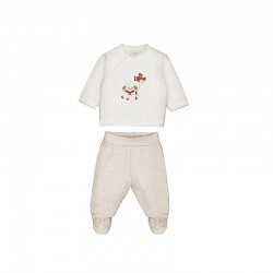 Mayoral Cream sheep sweater + Cream cord trousers 
