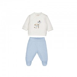 Mayoral Cream Sweater + Blue cord trouser set 