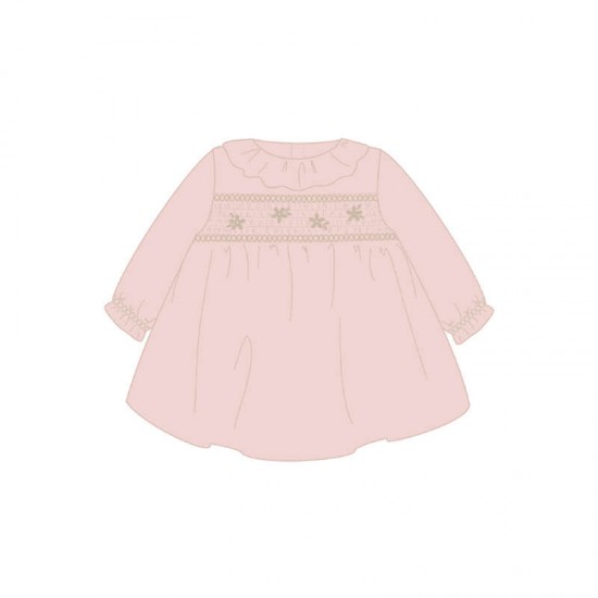 Mayoral Pink velvet smock dress 