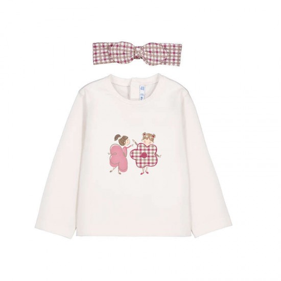 Mayoral Cream flower top with headband + legging