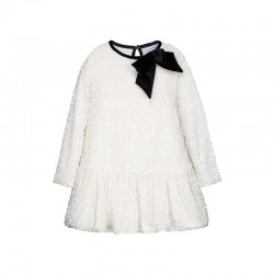 Mayoral Cream sequin bow dress