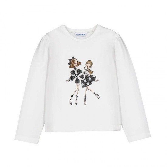 Mayoral Cream black sequin top 